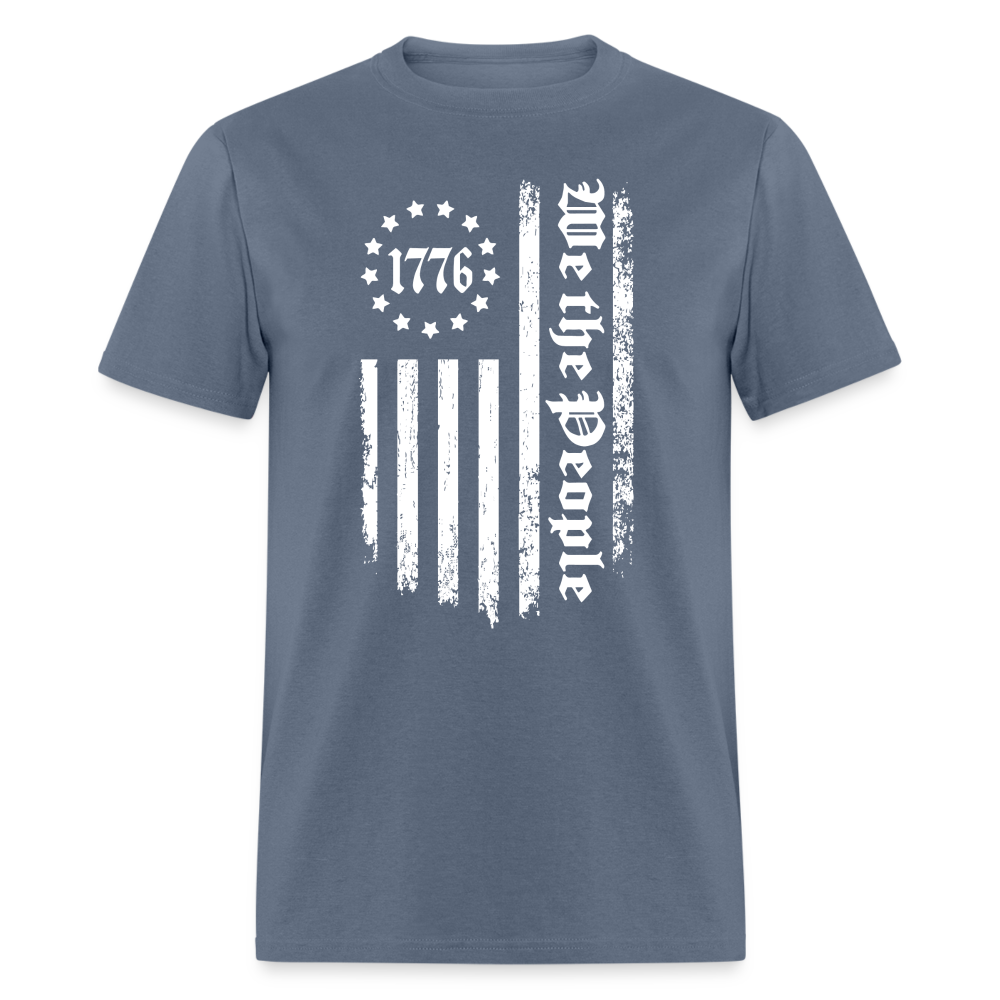 1776 We The People T-Shirt White Flag 13 Stripes Color: denim