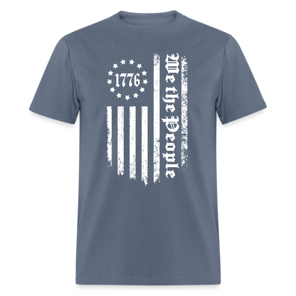 1776 We The People T-Shirt White Flag 13 Stripes Color: denim