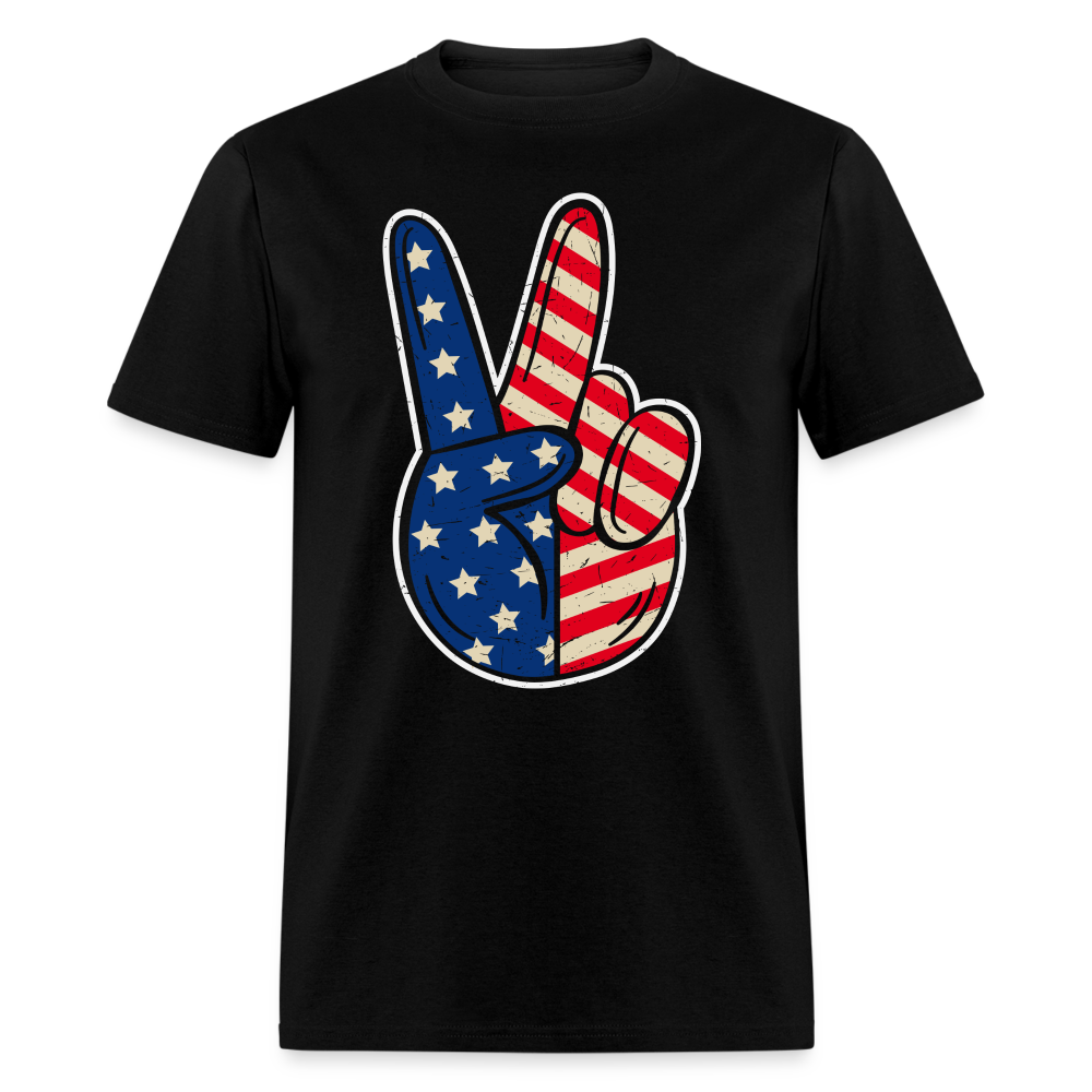 Peace Sign American Flag T-Shirt Color: black