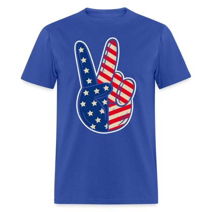 Peace Sign American Flag T-Shirt Color: royal blue