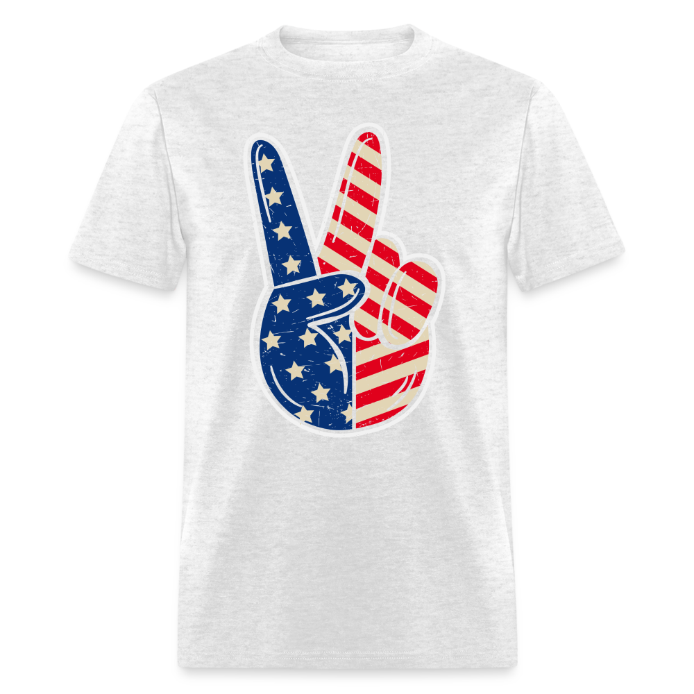 Peace Sign American Flag T-Shirt Color: light heather gray