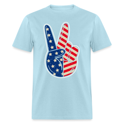 Peace Sign American Flag T-Shirt Color: powder blue