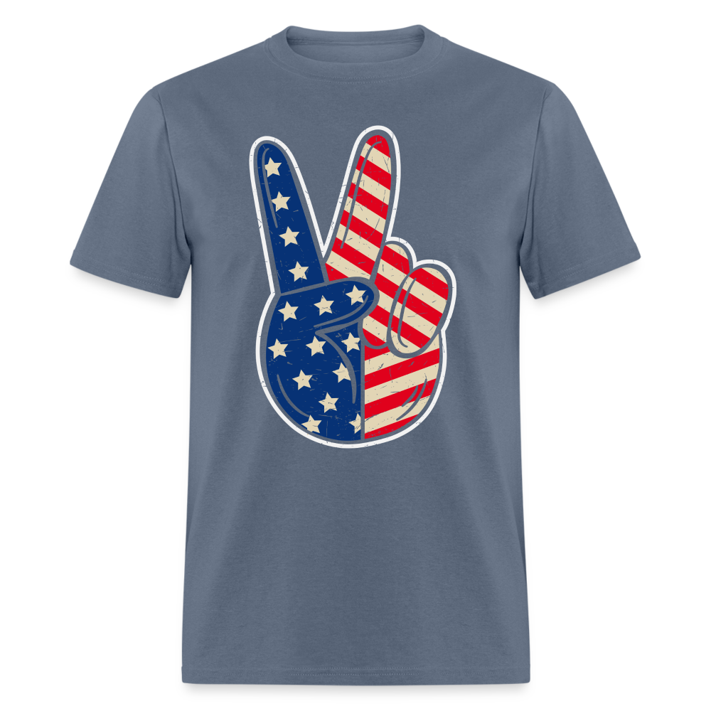 Peace Sign American Flag T-Shirt Color: denim