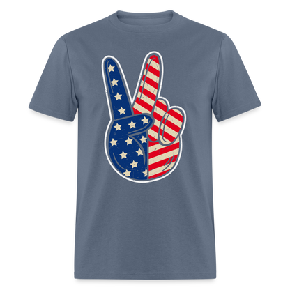 Peace Sign American Flag T-Shirt Color: denim