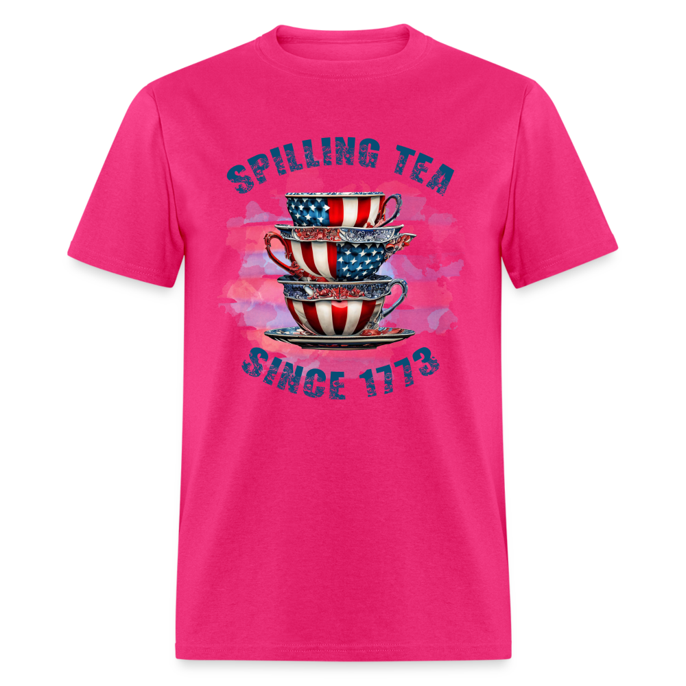 Spilling Tea Since 1773 T-Shirt Color: fuchsia