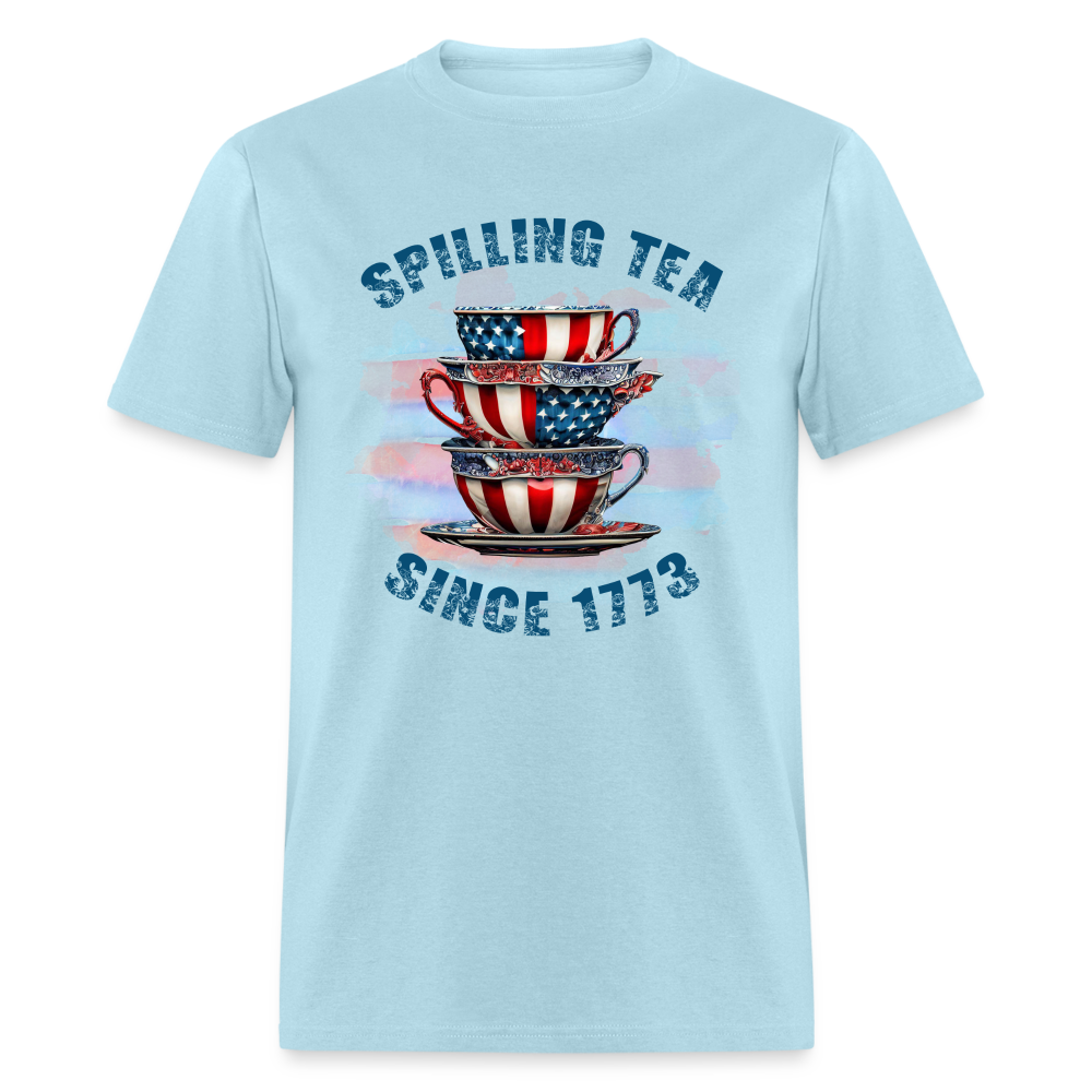 Spilling Tea Since 1773 T-Shirt Color: powder blue