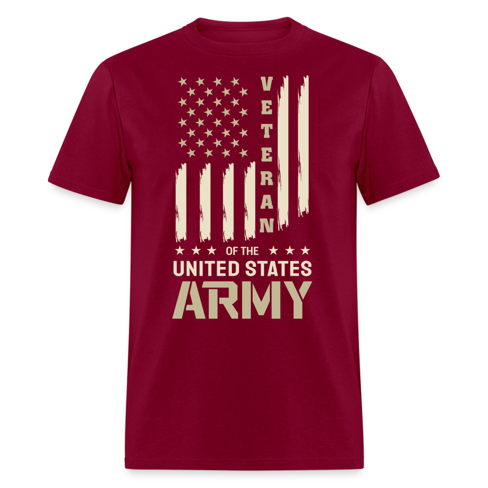 Veteran of the United States Army T-Shirt Color: burgundy