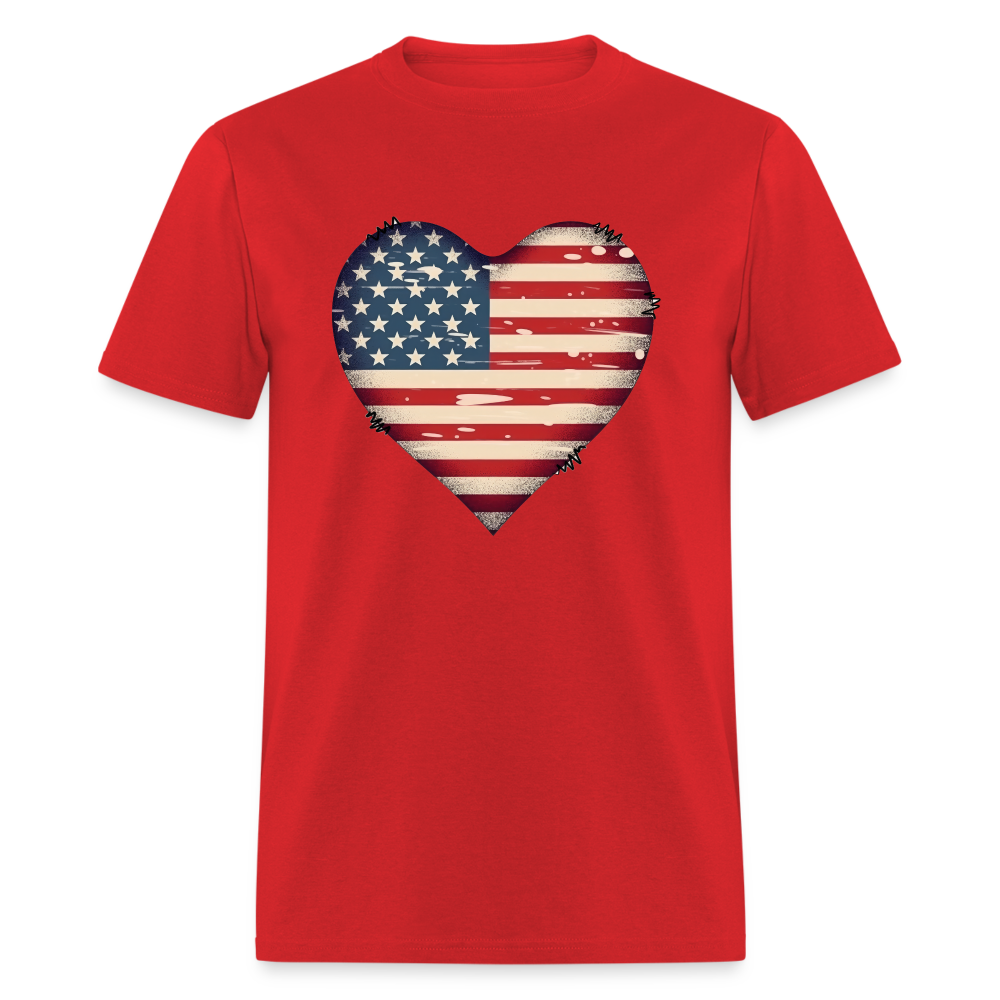 American Heart Flag T-Shirt Color: red