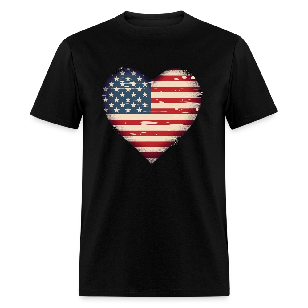 American Heart Flag T-Shirt Color: black