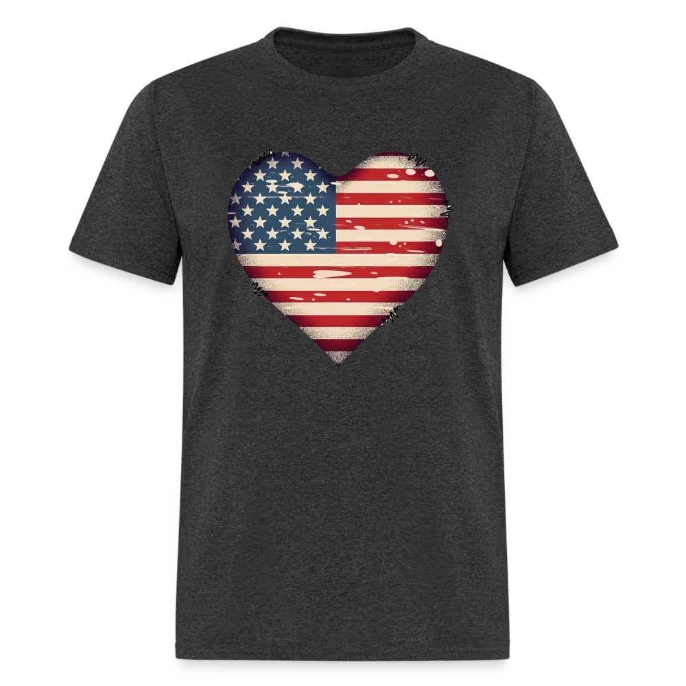 American Heart Flag T-Shirt Color: heather black