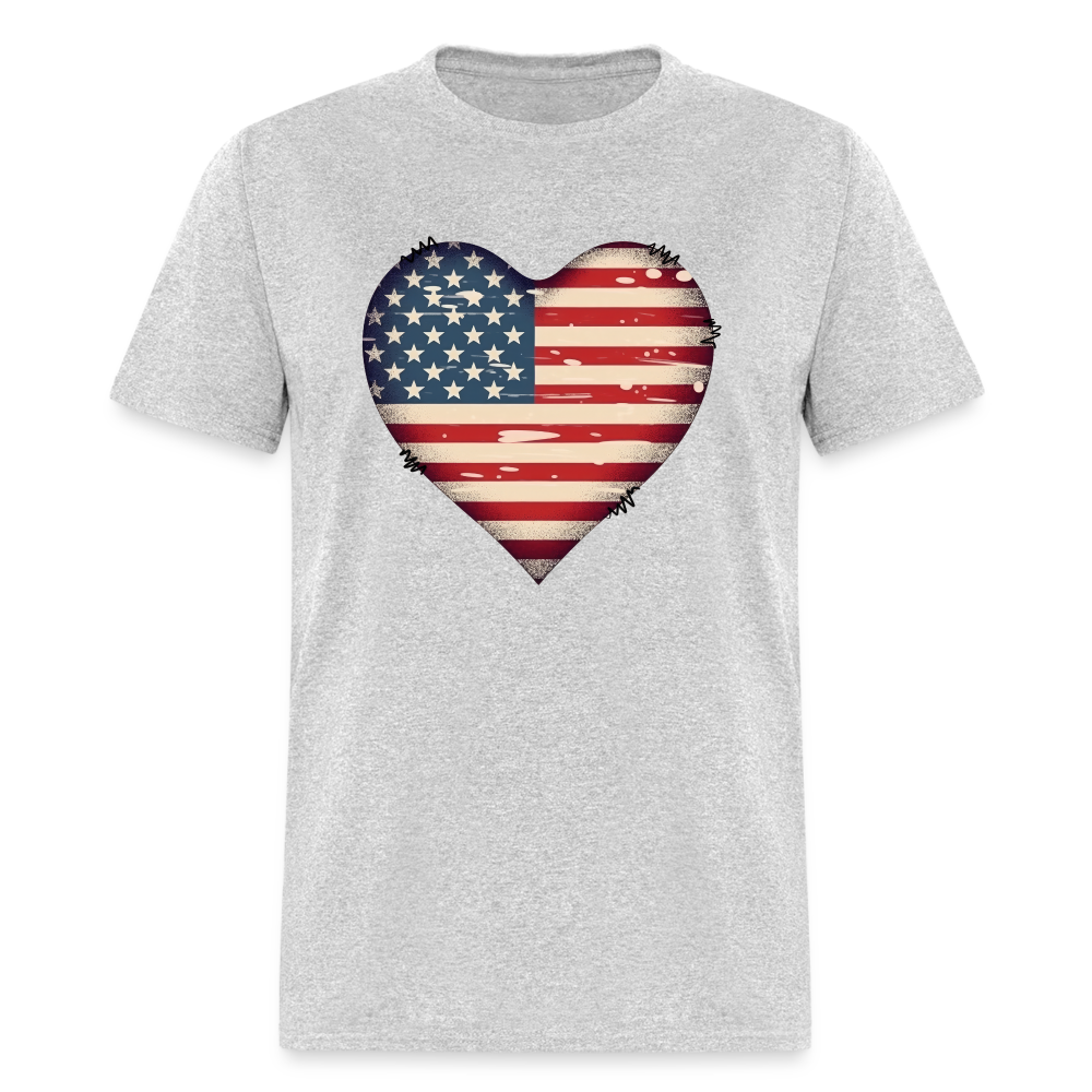 American Heart Flag T-Shirt Color: heather gray