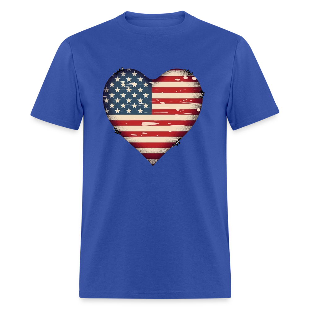 American Heart Flag T-Shirt Color: royal blue