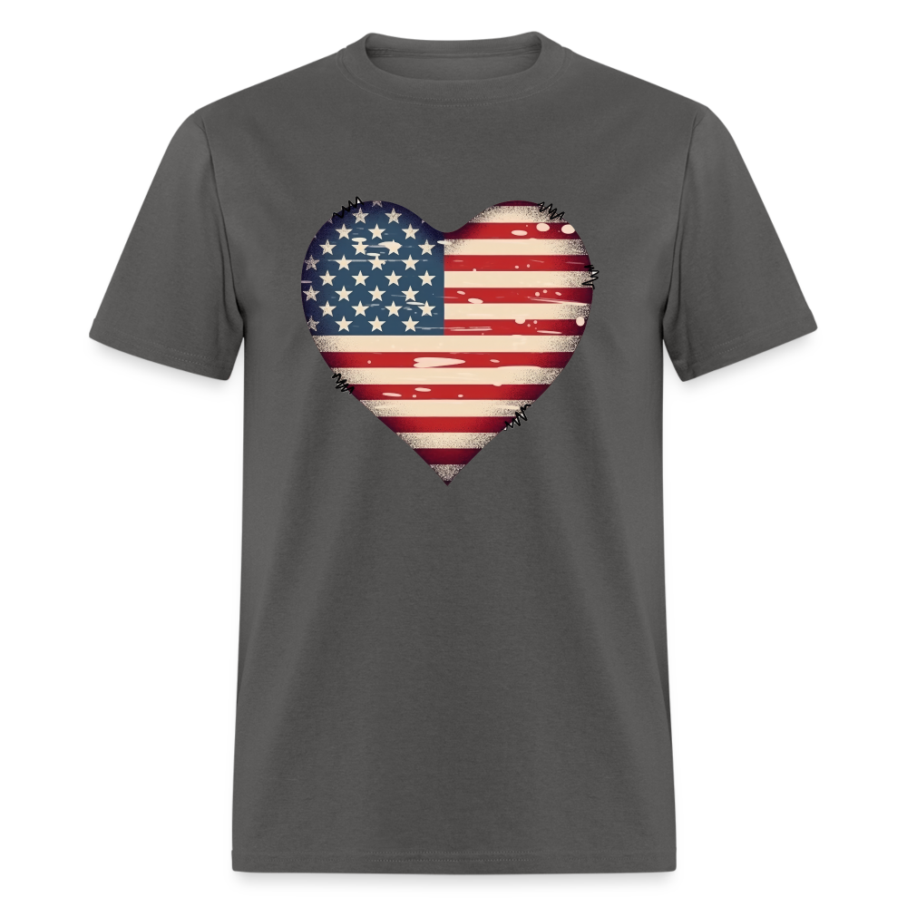 American Heart Flag T-Shirt Color: charcoal