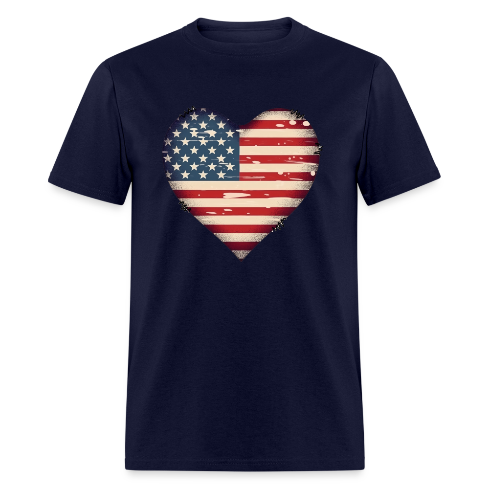 American Heart Flag T-Shirt Color: navy