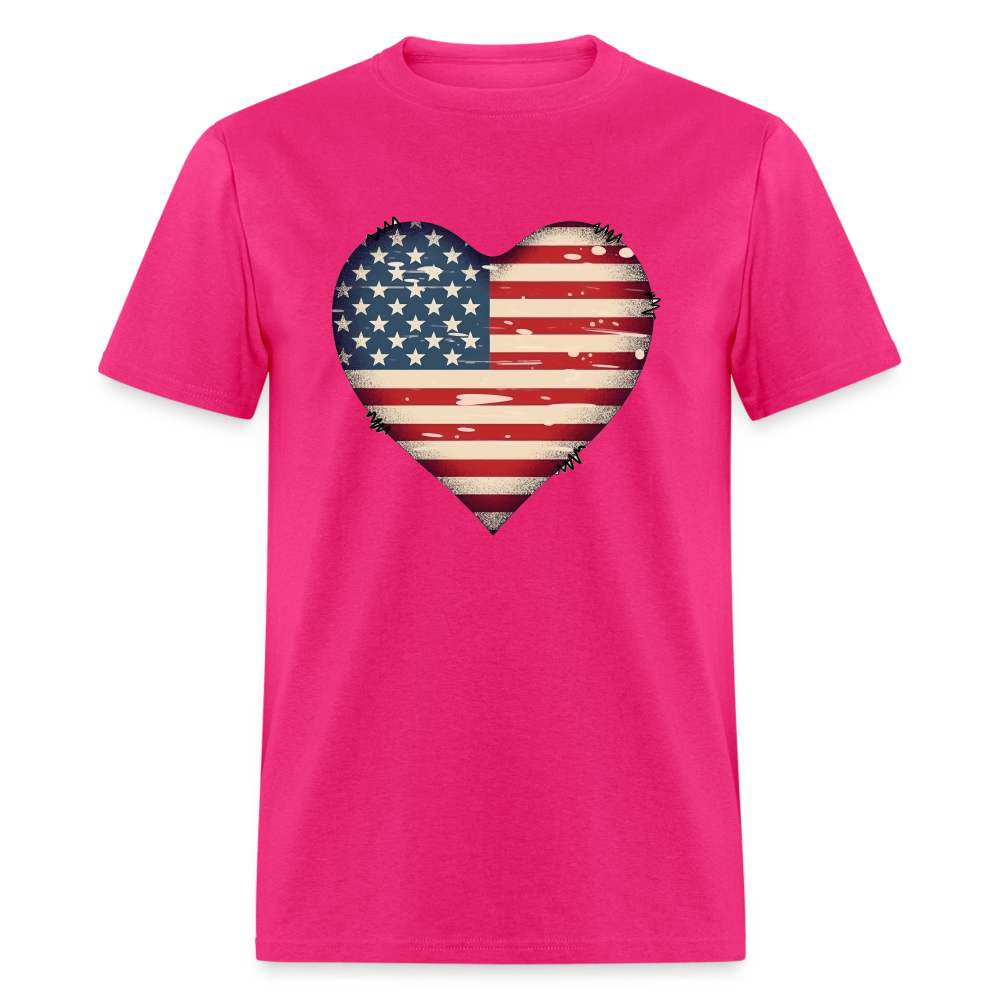 American Heart Flag T-Shirt Color: fuchsia
