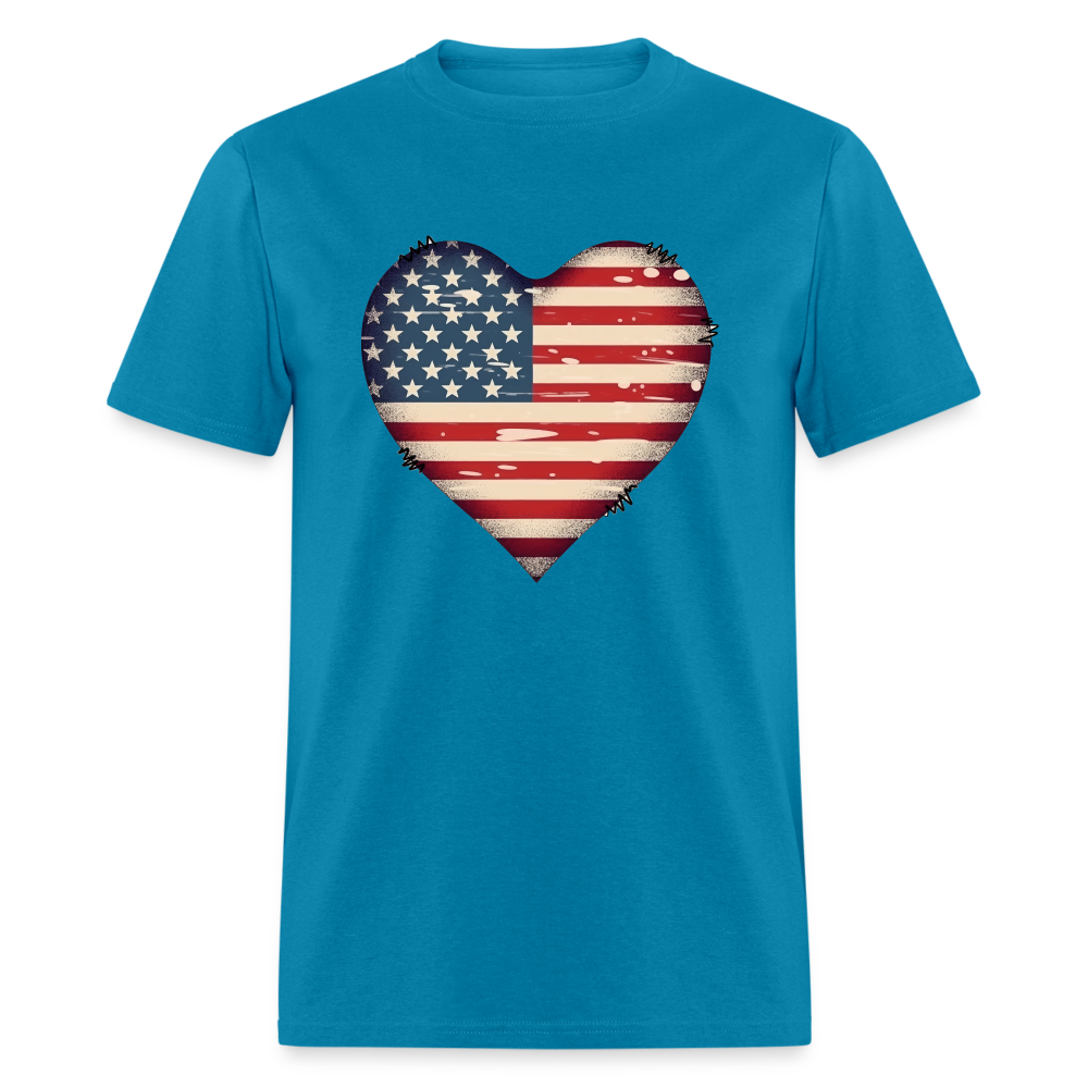 American Heart Flag T-Shirt Color: turquoise