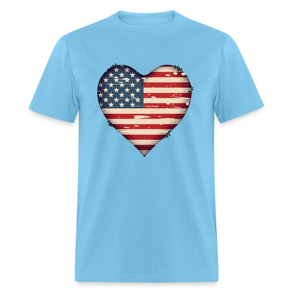 American Heart Flag T-Shirt Color: aquatic blue