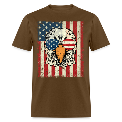 4th of July American Eagle with Flag T-Shirt T-Shirt Color: brown