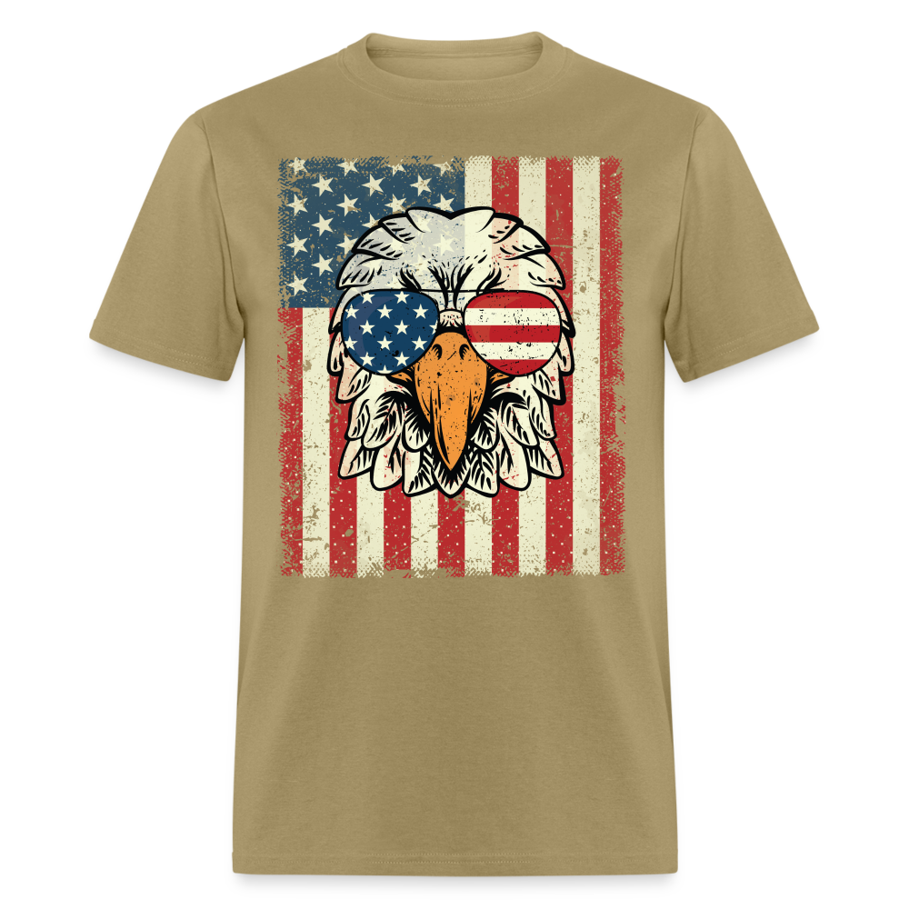 4th of July American Eagle with Flag T-Shirt T-Shirt Color: khaki