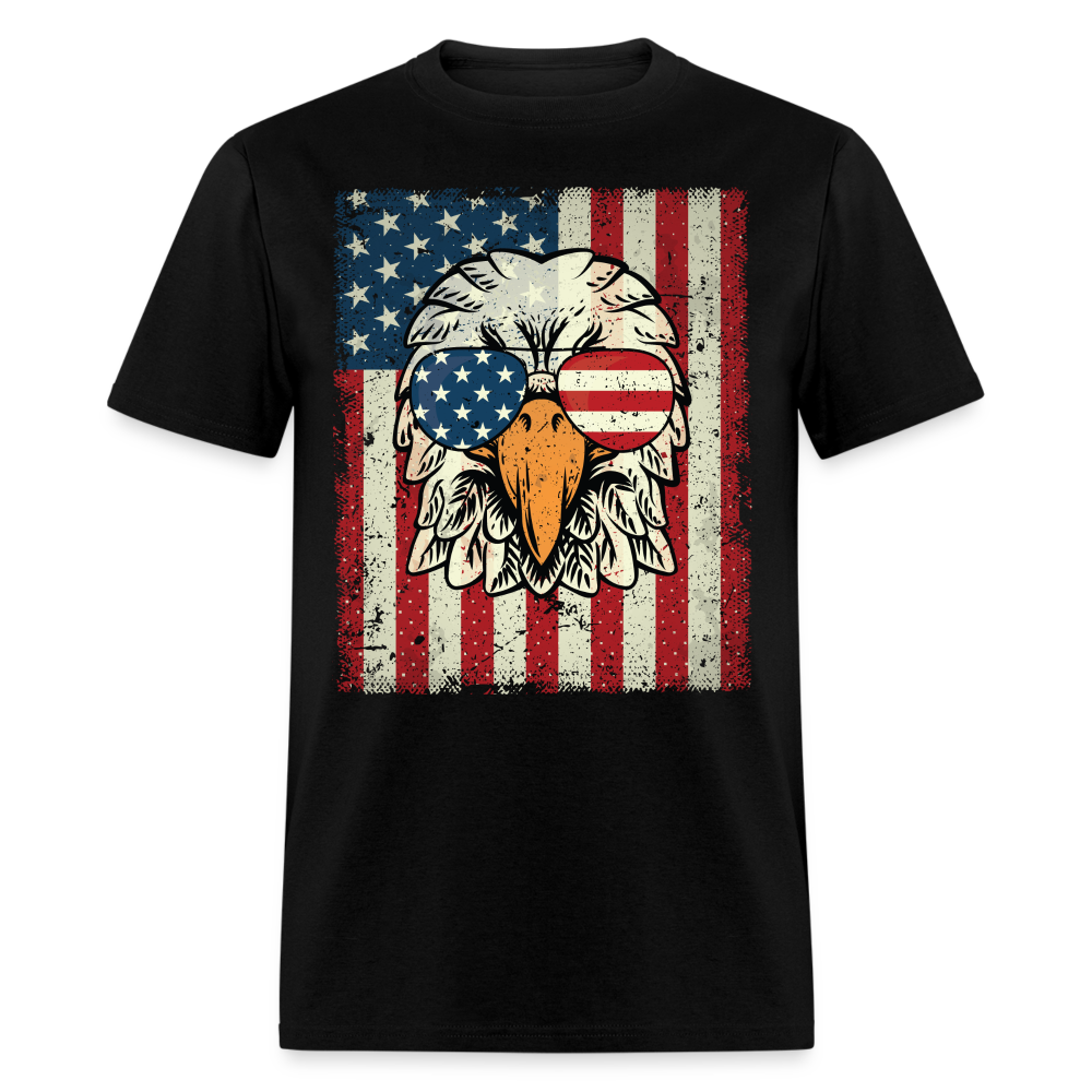 4th of July American Eagle with Flag T-Shirt T-Shirt Color: black