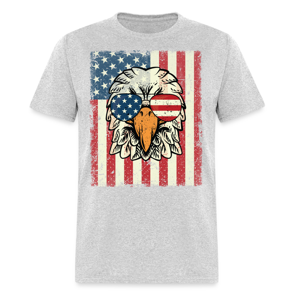 4th of July American Eagle with Flag T-Shirt T-Shirt Color: heather gray
