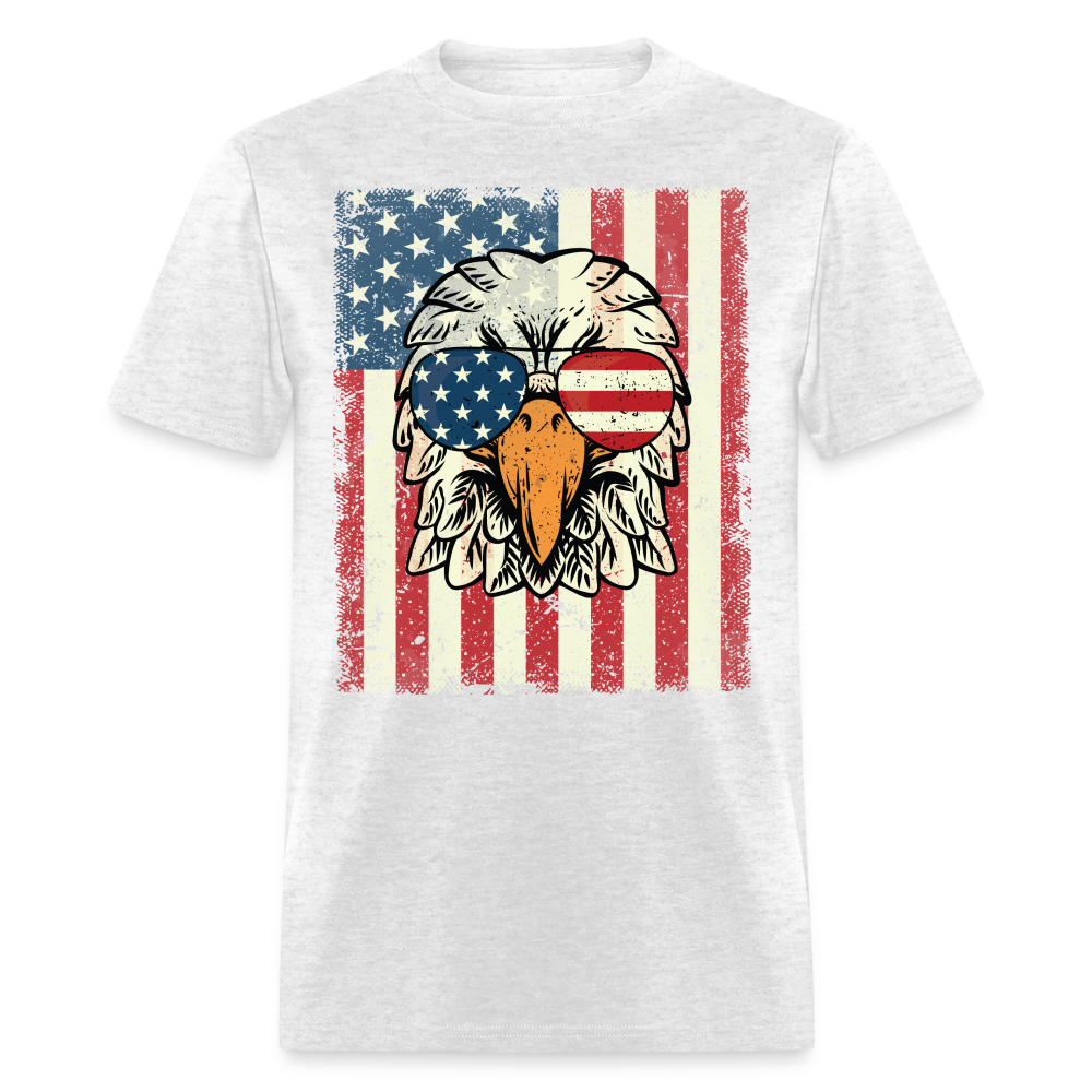 4th of July American Eagle with Flag T-Shirt T-Shirt Color: light heather gray
