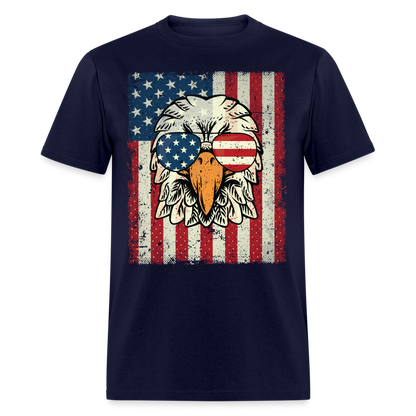 4th of July American Eagle with Flag T-Shirt T-Shirt Color: navy