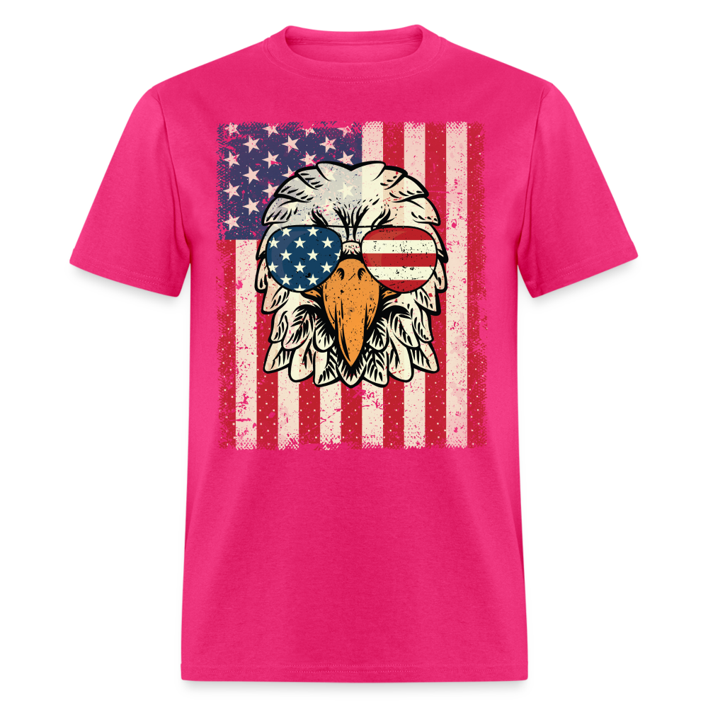 4th of July American Eagle with Flag T-Shirt T-Shirt Color: fuchsia