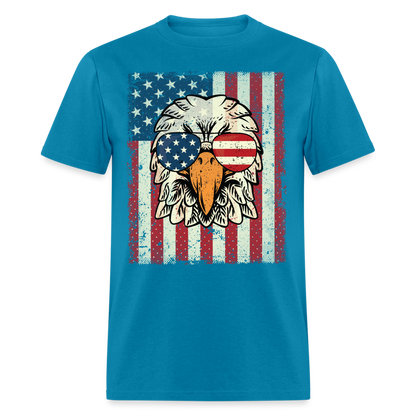 4th of July American Eagle with Flag T-Shirt T-Shirt Color: turquoise