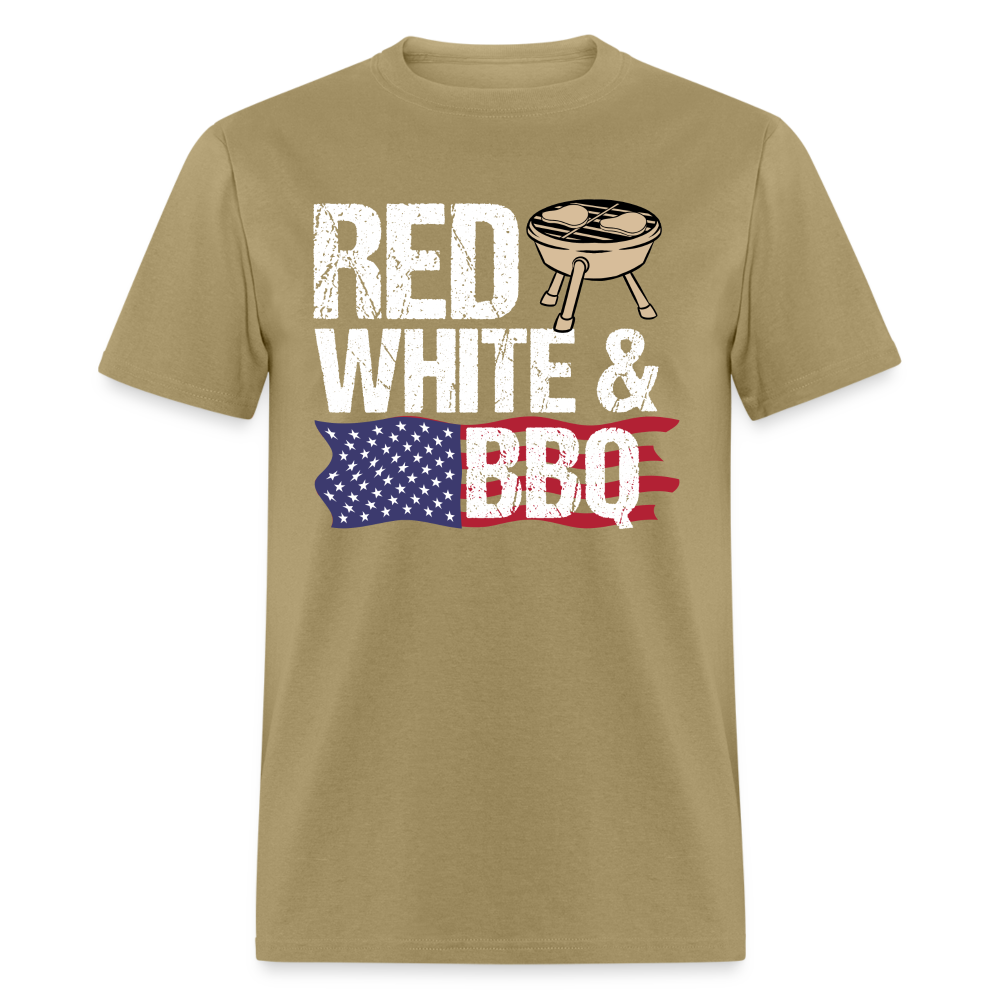 Red White & BBQ T-Shirt 4th of July Color: khaki