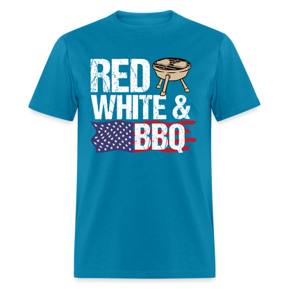 Red White & BBQ T-Shirt 4th of July Color: turquoise