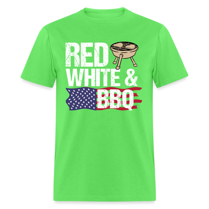 Red White & BBQ T-Shirt 4th of July Color: kiwi