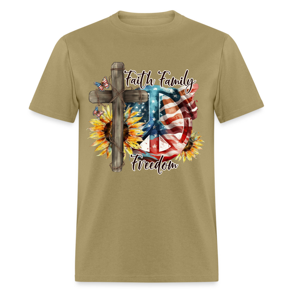 Faith Family Freedom T-Shirt Color: khaki