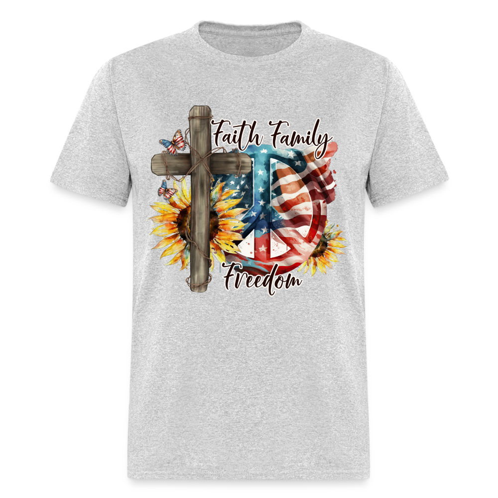 Faith Family Freedom T-Shirt Color: heather gray