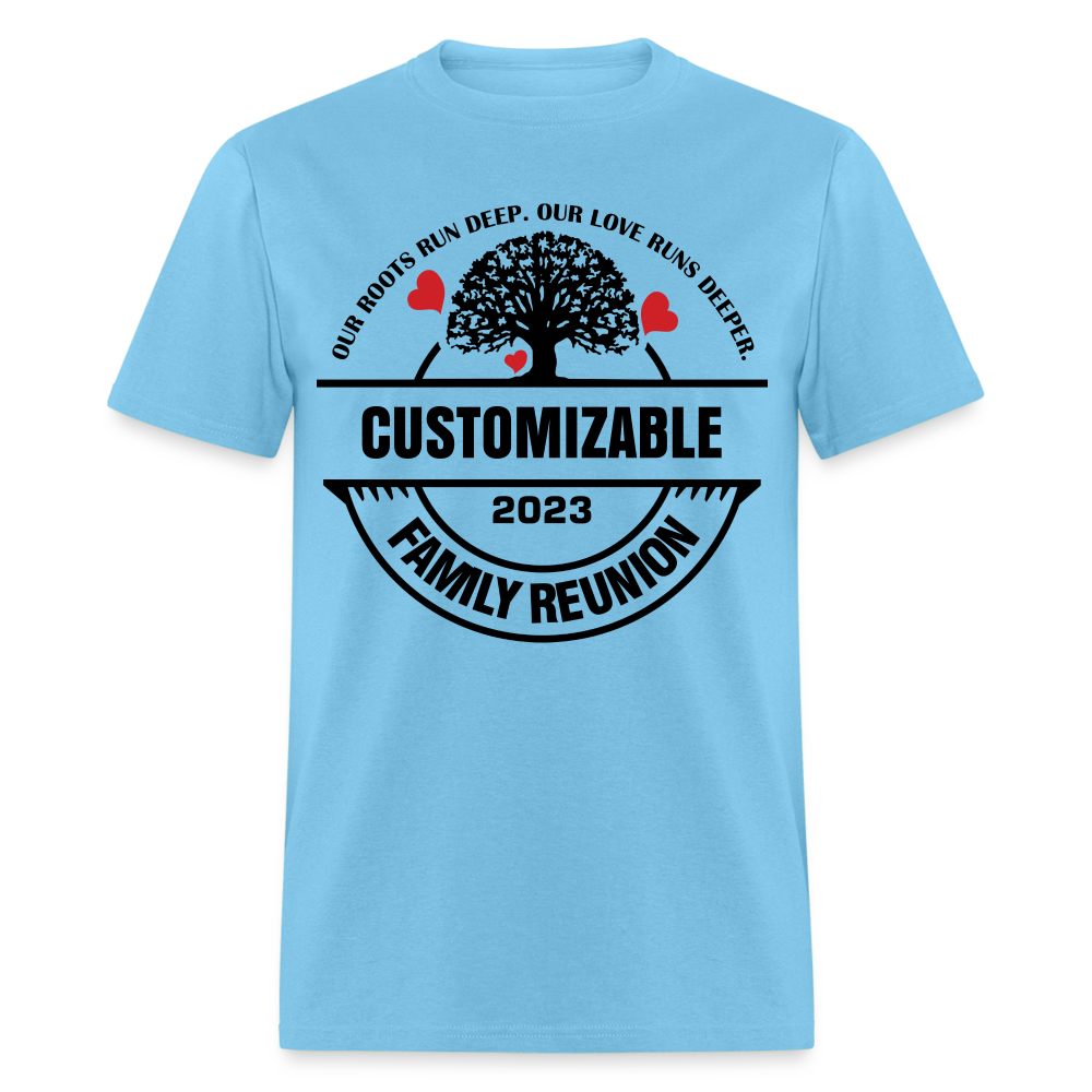 Our Roots Run Deep T-Shirt Customizable Family Reunion Color: aquatic blue
