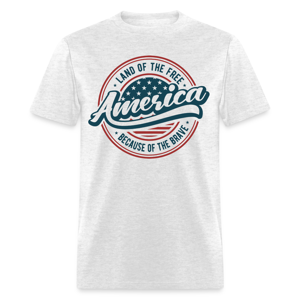 American Land of the Free T-Shirt Because Of The Brave Color: light heather gray