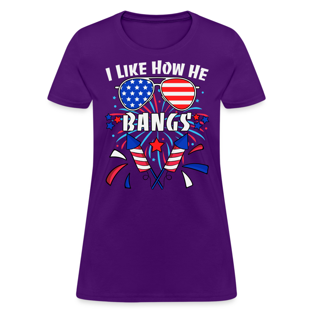 I Like How He Bangs T-Shirt (Fireworks) Color: purple