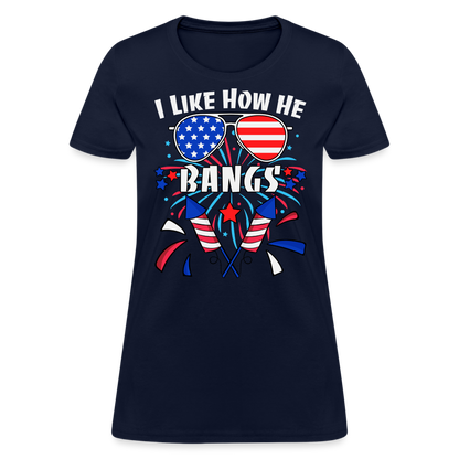 I Like How He Bangs T-Shirt (Fireworks) Color: navy