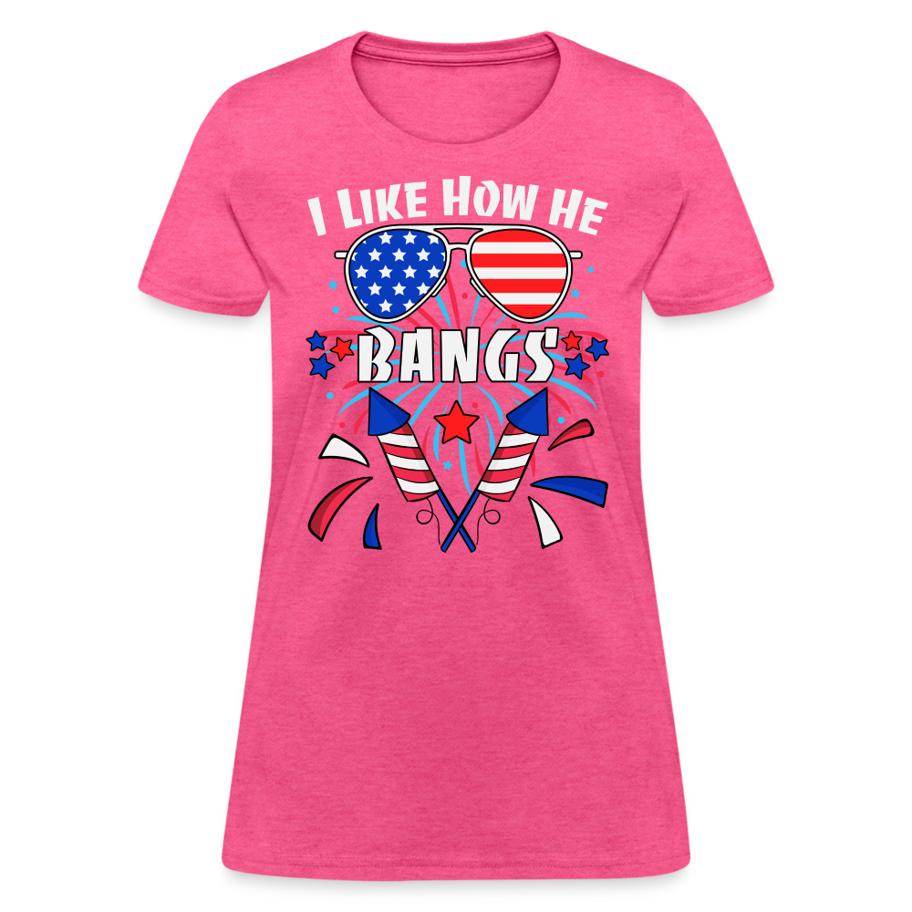 I Like How He Bangs T-Shirt (Fireworks) Color: heather pink