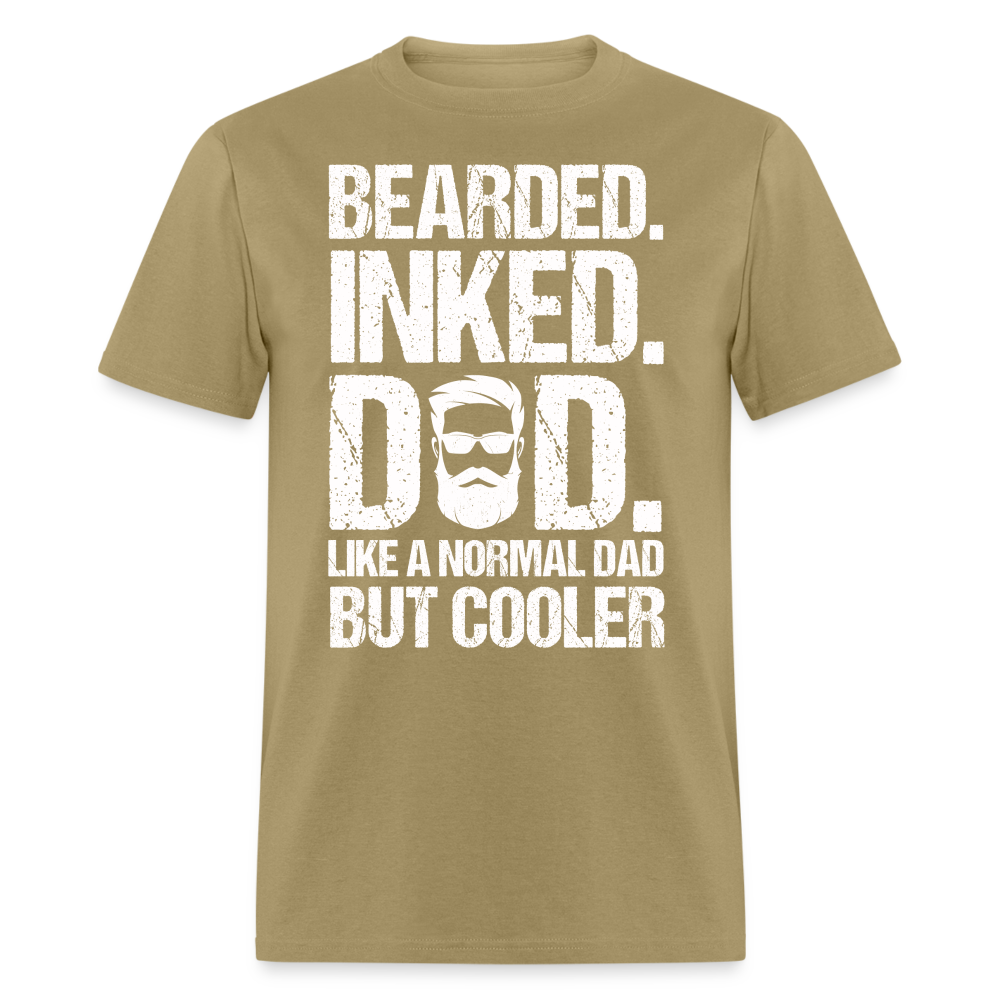 Bearded Inked Dad T-Shirt Color: khaki