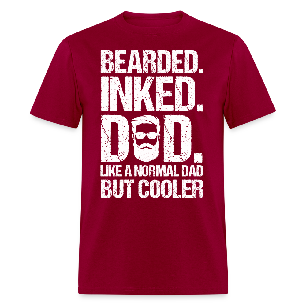 Bearded Inked Dad T-Shirt Color: dark red
