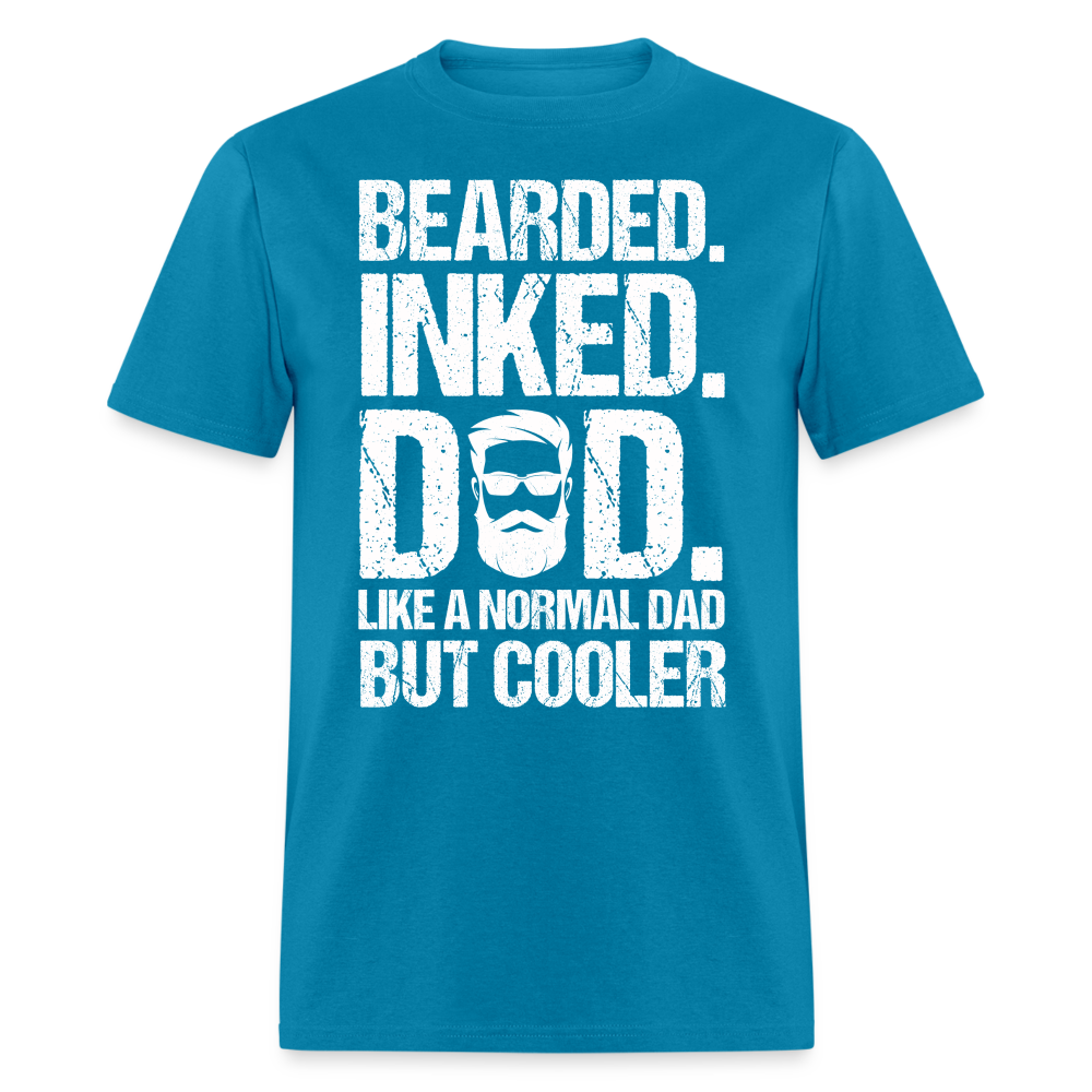 Bearded Inked Dad T-Shirt Color: turquoise