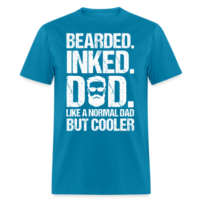 Bearded Inked Dad T-Shirt Color: turquoise