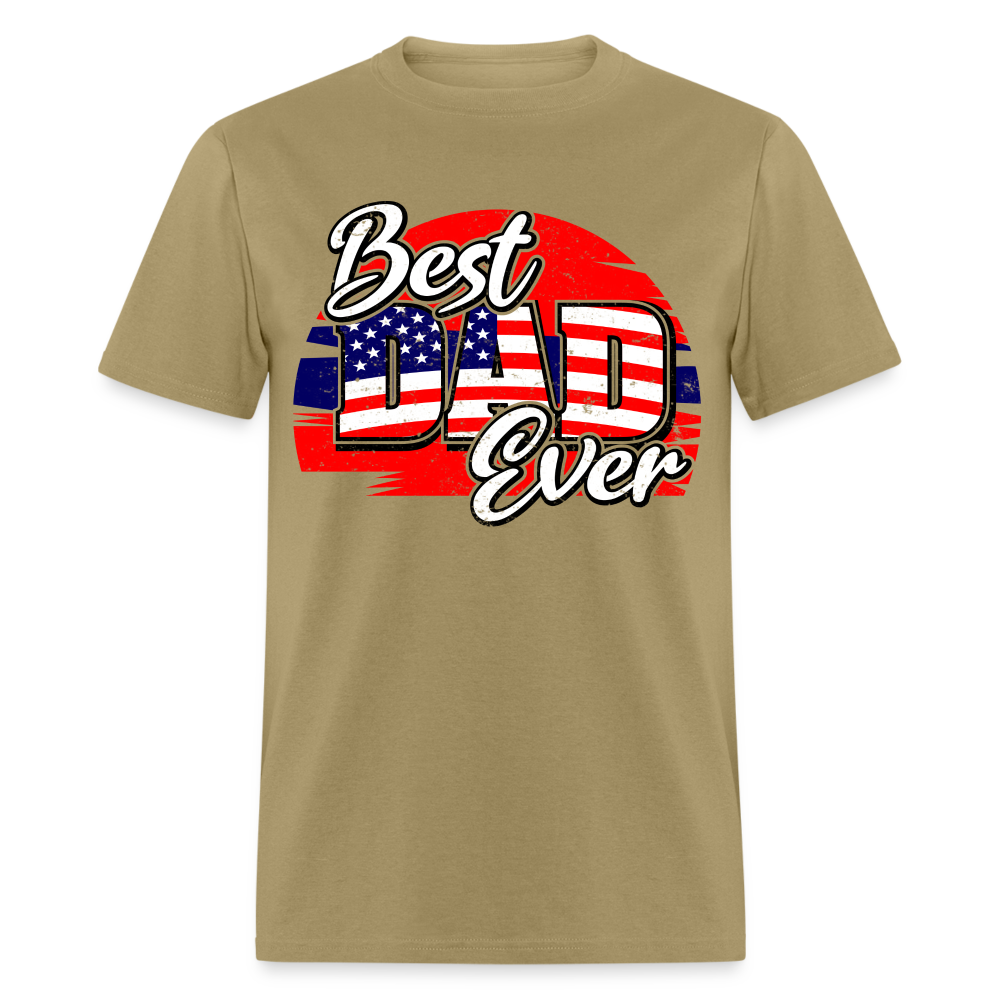 Best Dad Ever T-Shirt (Red, White & Blue) Color: khaki