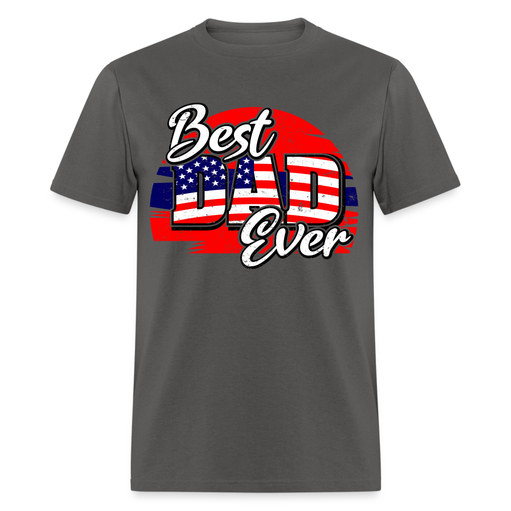 Best Dad Ever T-Shirt (Red, White & Blue) Color: charcoal