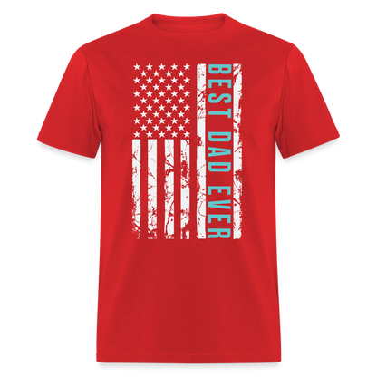 Best Dad Ever T-Shirt with Flag and Letters Highlighted Color: red