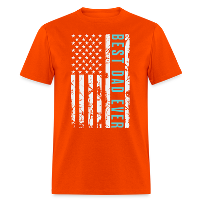 Best Dad Ever T-Shirt with Flag and Letters Highlighted Color: orange