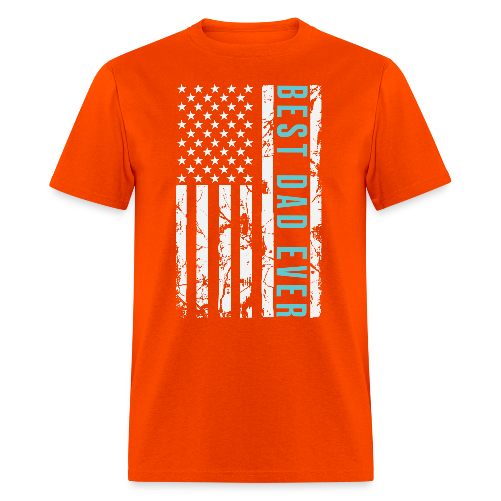 Best Dad Ever T-Shirt with Flag and Letters Highlighted Color: orange