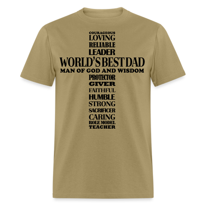Best Dad T-Shirt Man of God and Wisdom Cross Color: khaki
