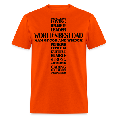 Best Dad T-Shirt Man of God and Wisdom Cross Color: orange
